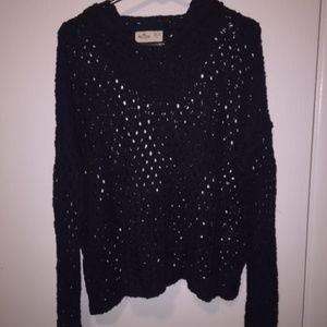 Hollister open knit hooded pullover sweater